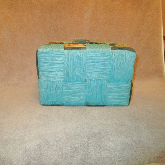Time-Crafters PATCHWORK Raffia BASKET Crafted HANDMADE Lined BEADS Artisan 80s - Picture 10 of 10